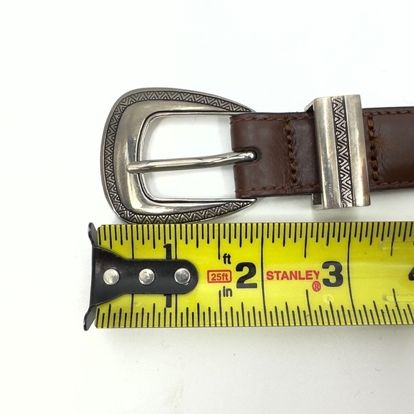Vintage Western Concho Belt Size 38 Brown Leather Silver Tone Buckle Adjustable - Picture 10 of 12